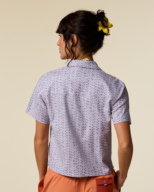 Afuera Button Up Shirt - Print - Women's - Shimmer Aster - US 1234