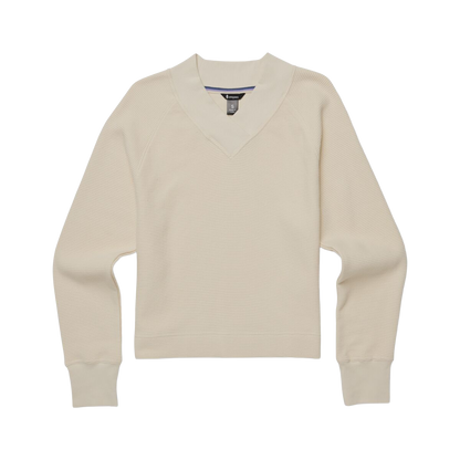 Atajo Long-Sleeve Waffle V-Neck - Women's - Cream - US 3575