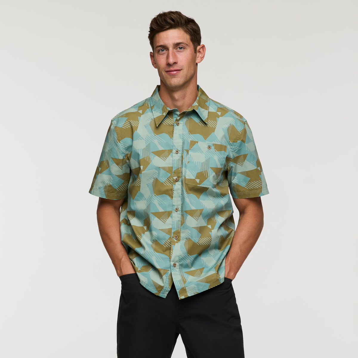 Estival Button Up Shirt - Print - Men's - Reflections Silver Leaf - US 2699