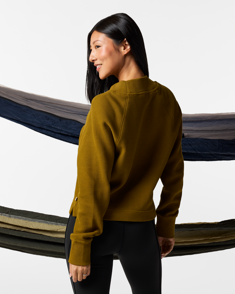 Atajo Long-Sleeve Waffle V-Neck - Women's - Log Cabin - US 2542