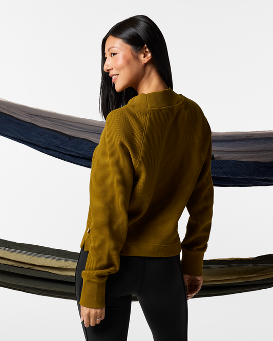 Atajo Long-Sleeve Waffle V-Neck - Women's - Log Cabin - US 2542