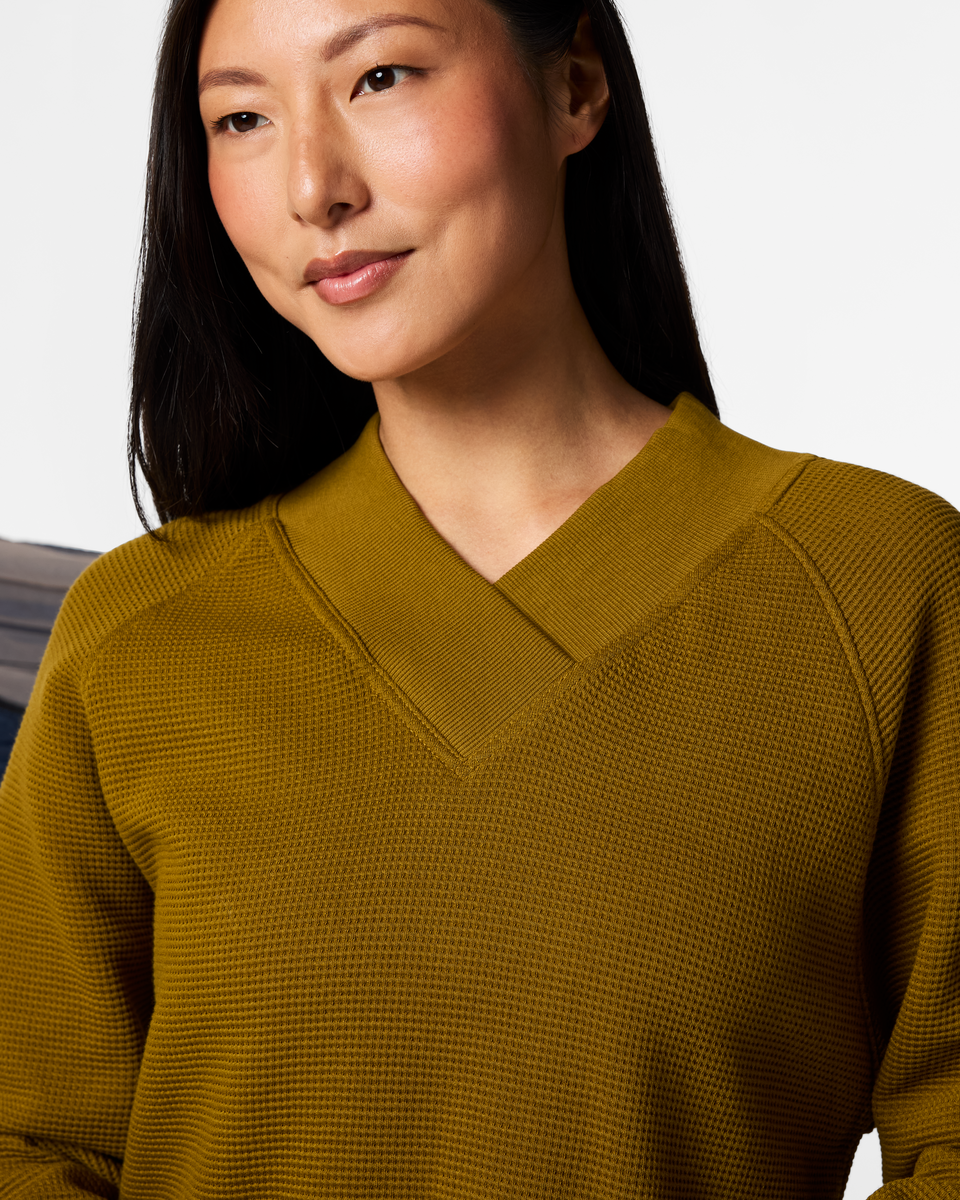 Atajo Long-Sleeve Waffle V-Neck - Women's - Log Cabin - US 2542