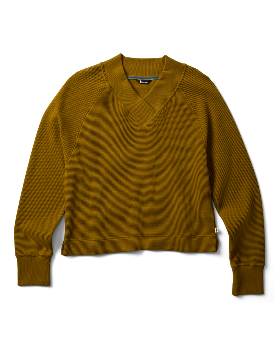 Atajo Long-Sleeve Waffle V-Neck - Women's - Log Cabin - US 2542
