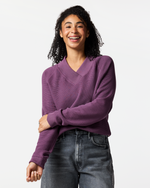 Atajo Long-Sleeve Waffle V-Neck - Women's - Mystic - US 9631