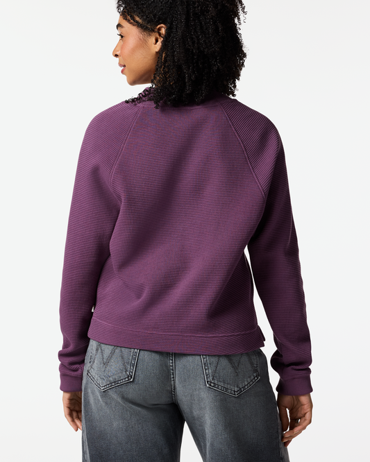 Atajo Long-Sleeve Waffle V-Neck - Women's - Mystic - US 9631
