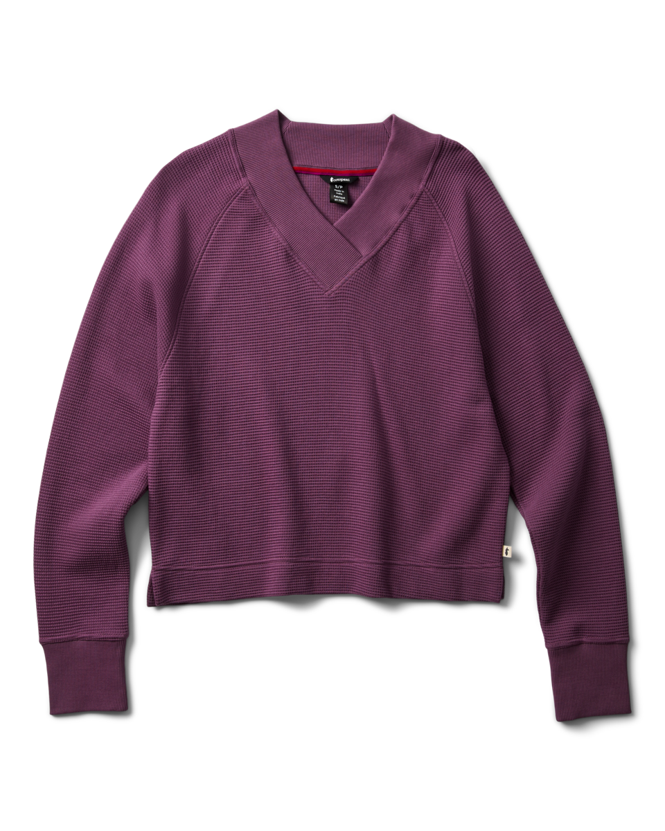Atajo Long-Sleeve Waffle V-Neck - Women's - Mystic - US 9631