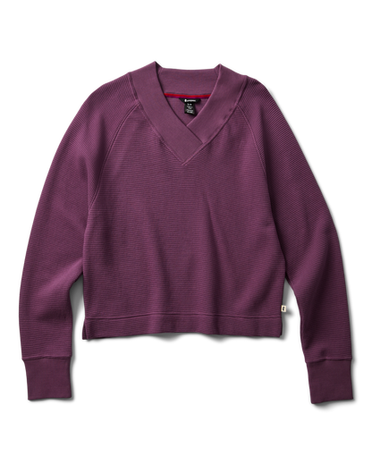 Atajo Long-Sleeve Waffle V-Neck - Women's - Mystic - US 9631