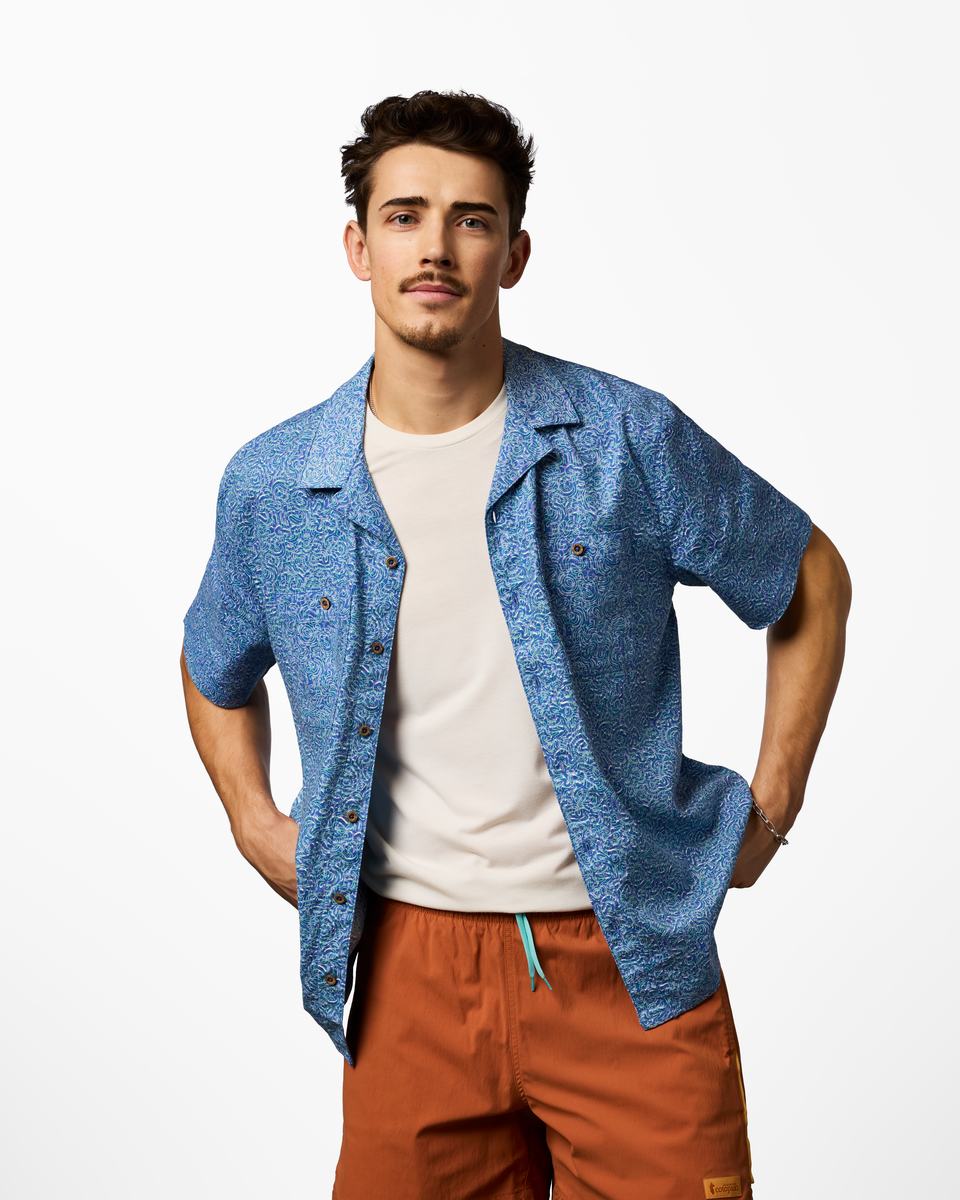 Afuera Button Up Shirt - Print - Men's - Cenotes Azure - US 9834