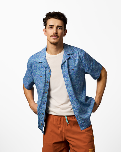 Afuera Button Up Shirt - Print - Men's - Cenotes Azure - US 9834