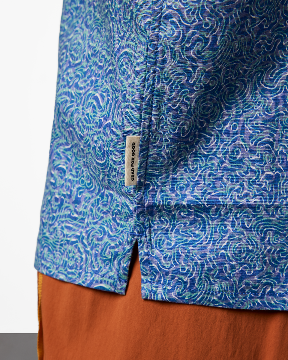Afuera Button Up Shirt - Print - Men's - Cenotes Azure - US 9834