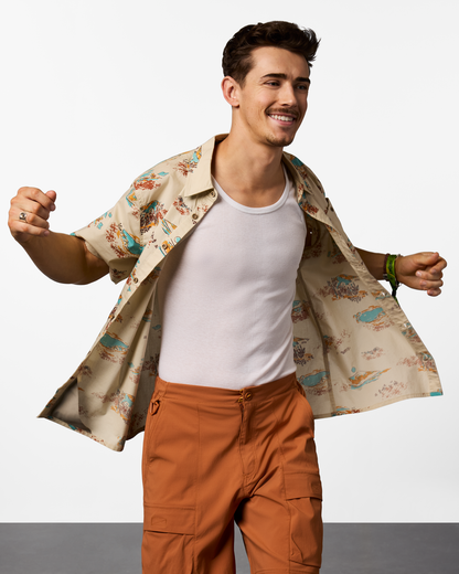 Estival Button Up Shirt - Print - Men's - Mt Cotopaxi Cream - US 5650
