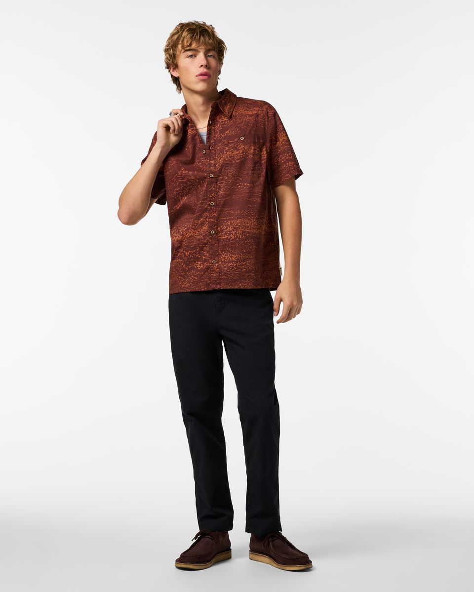 Estival Button Up Shirt - Print - Men's - Waves Sepia - US 5208