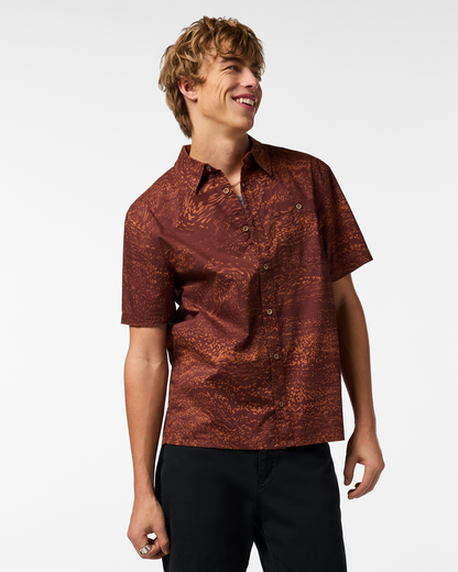 Estival Button Up Shirt - Print - Men's - Waves Sepia - US 5208