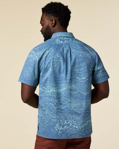 Estival Button Up Shirt - Print - Men's - Waves Steel Blue - US 2694