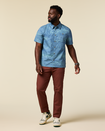 Estival Button Up Shirt - Print - Men's - Waves Steel Blue - US 2694