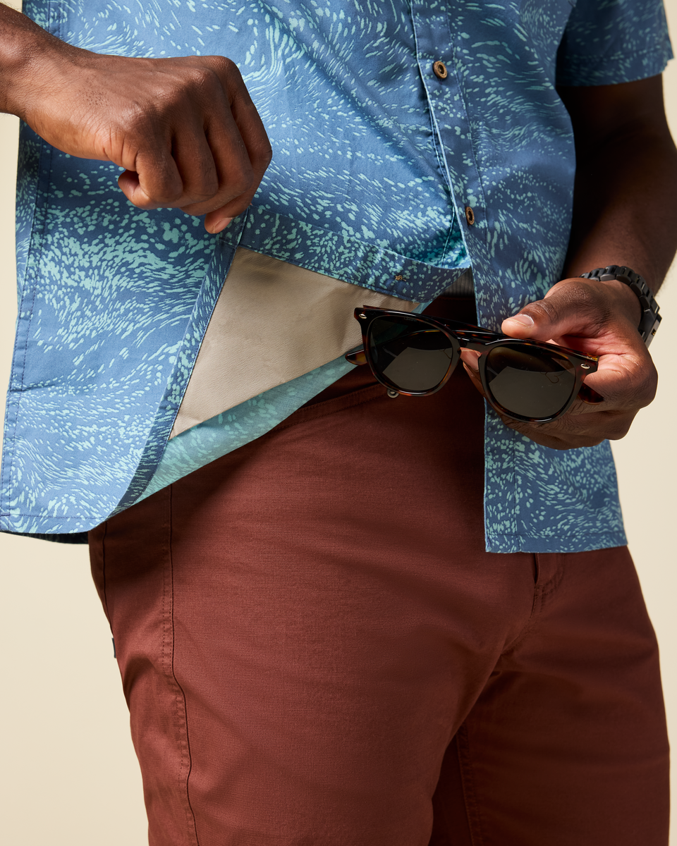 Estival Button Up Shirt - Print - Men's - Waves Steel Blue - US 2694