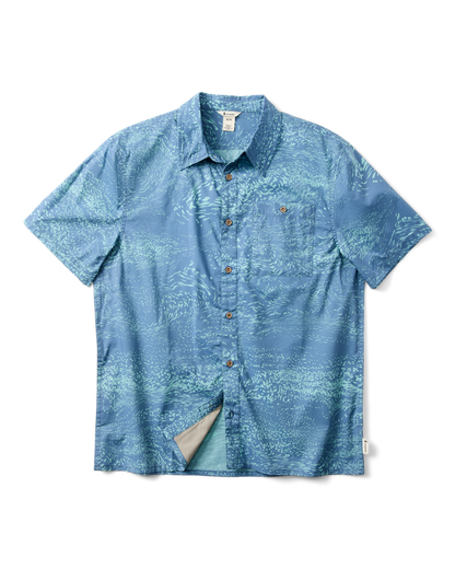 Estival Button Up Shirt - Print - Men's - Waves Steel Blue - US 2694