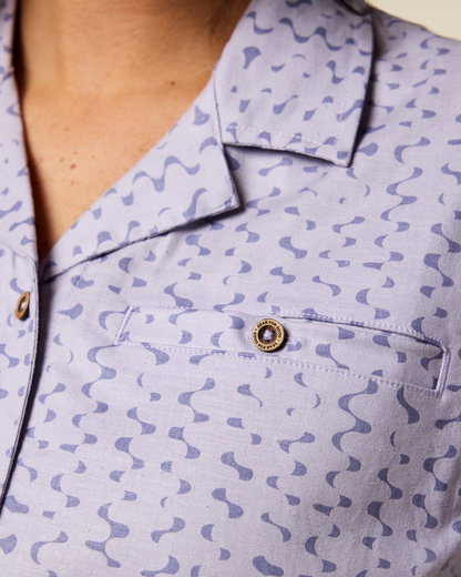 Afuera Button Up Shirt - Print - Women's - Shimmer Aster - US 1234