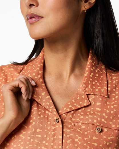 Afuera Button Up Shirt - Print - Women's - Shimmer Cantaloupe - US 3406