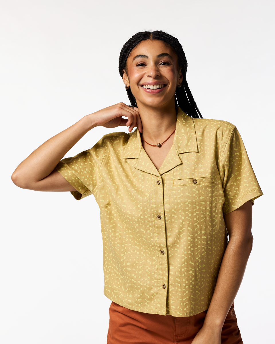 Afuera Button Up Shirt - Print - Women's - Shimmer Honeydew - US 5120