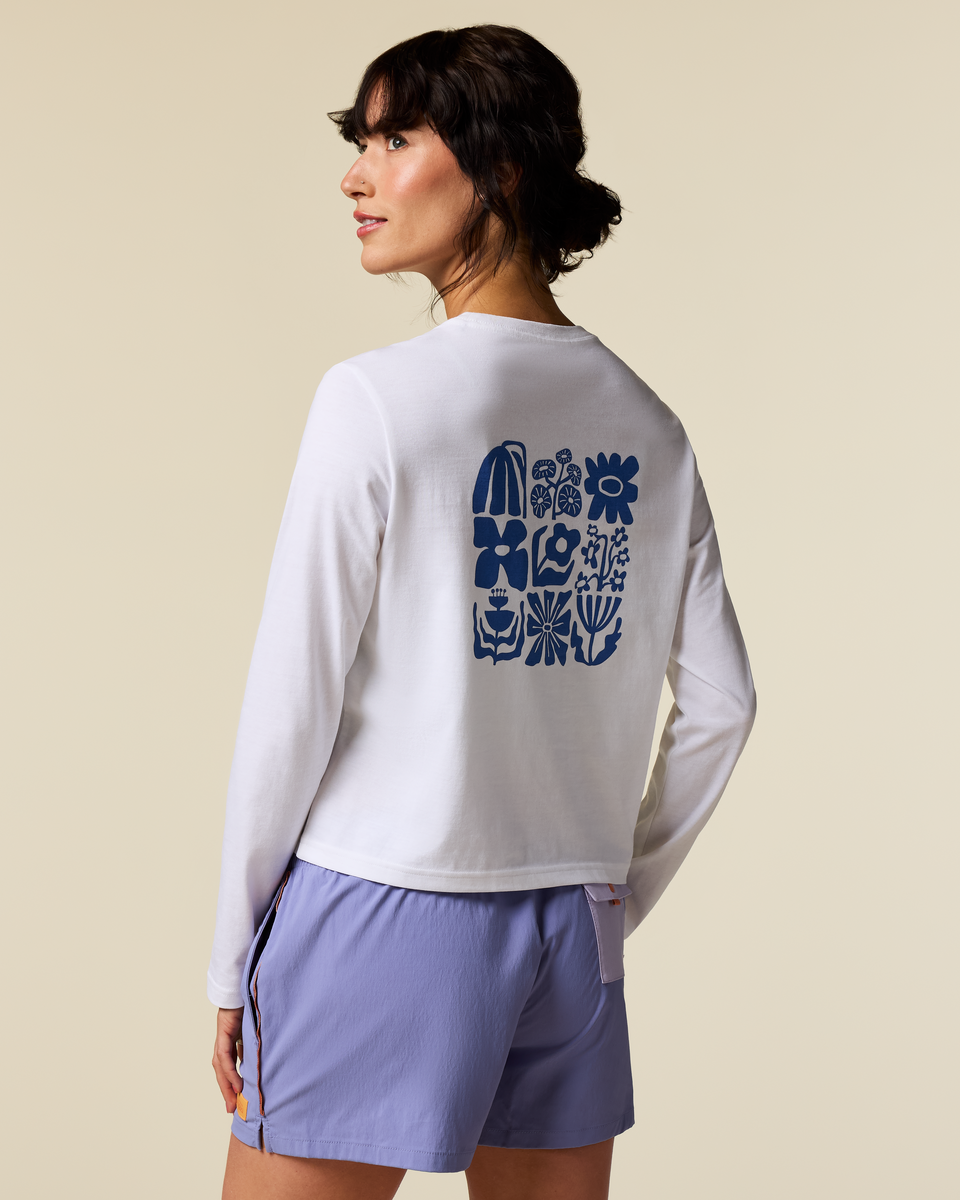 Flower Patch Long-Sleeve T-Shirt - Women's - White - US 5023