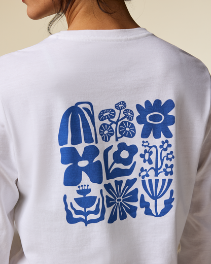 Flower Patch Long-Sleeve T-Shirt - Women's - White - US 5023